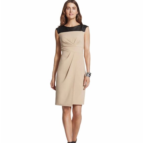 Chico’s Faux Leather Colorblock Sheath Dress Size Small New - Picture 1 of 16